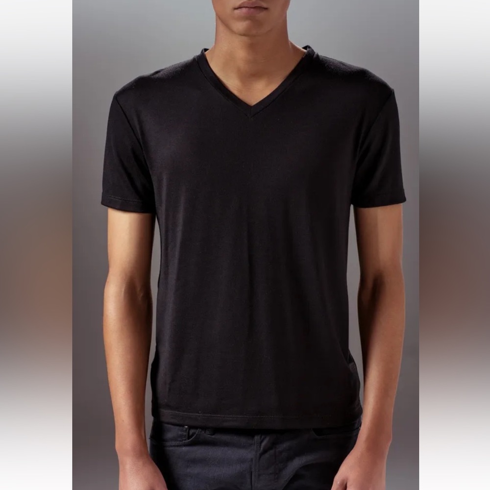 NWT Marteino V Neck Slim Short Sleeve Tee Shirt | Black | Men’s Sizes S, M, L
